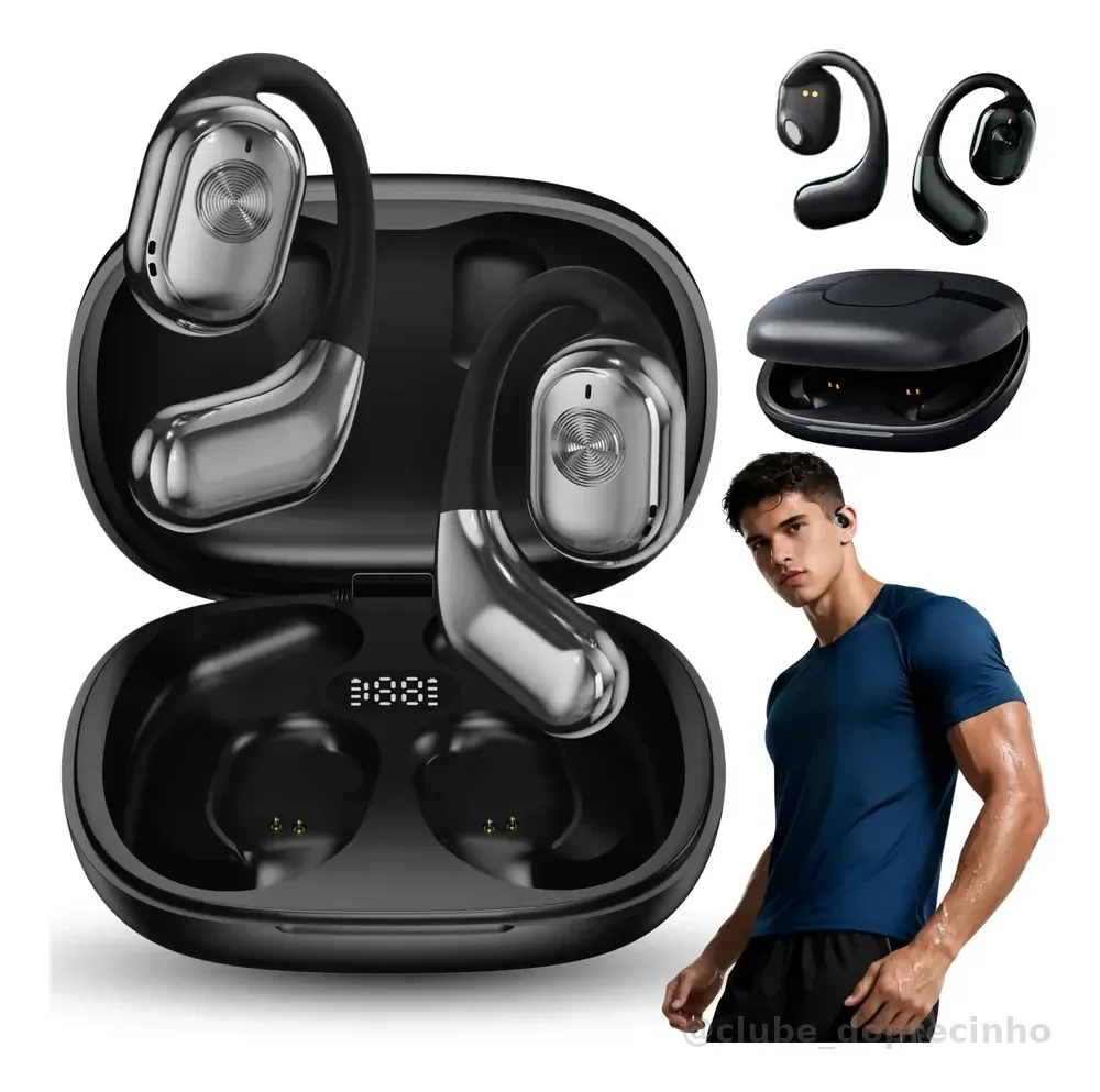 Fone De Ouvido Bluetooth Sem Fio Open-ear Condução Óssea Preto