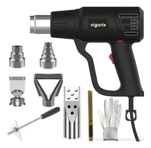 Soprador Térmico Vigorix 1.6kW Profissional com 5 Bicos e Temperatura até 600°C VG-01 Preto