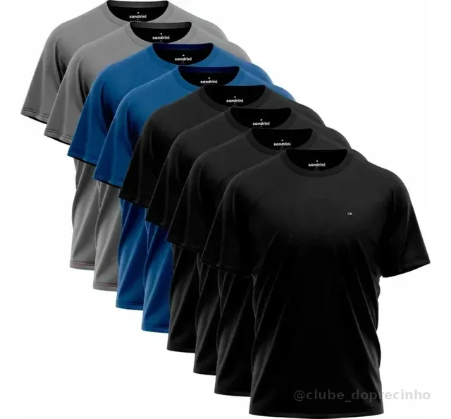 Kit 8 Camisas Sandrini Dry- Fit Masculina Caminhada Academia