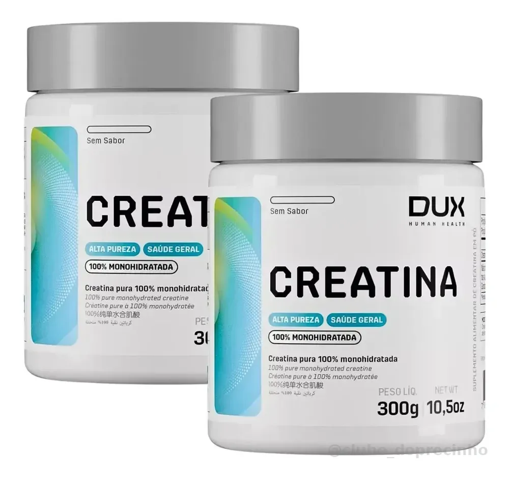 Kit 2 Creatina Monohidratada 300g Qualidade Dux Human Health Sabor Neutro