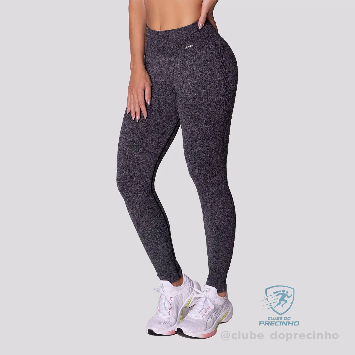 Calça Legging Selene Sem Costura Feminina Preto Mescla