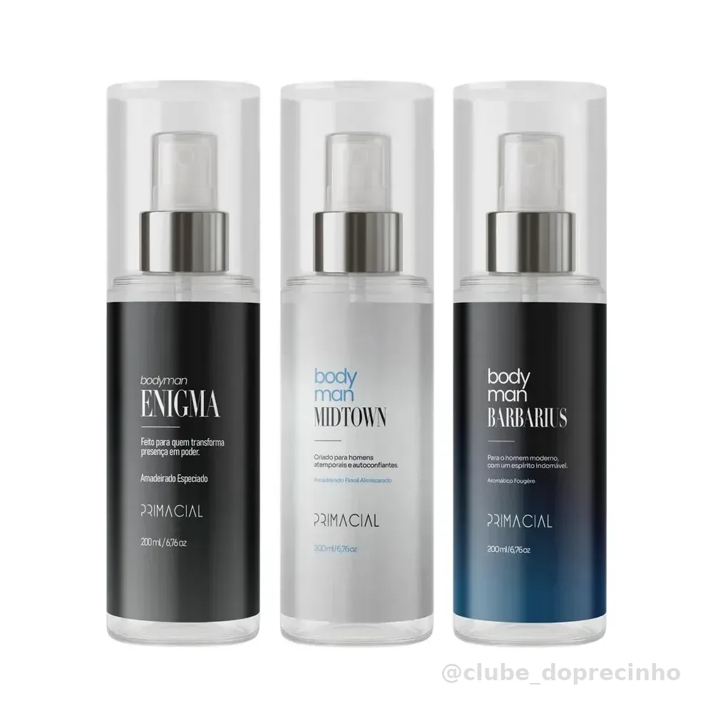 Kit Body Splash Masculino Barbarius + Enigma + Midtown 200ml