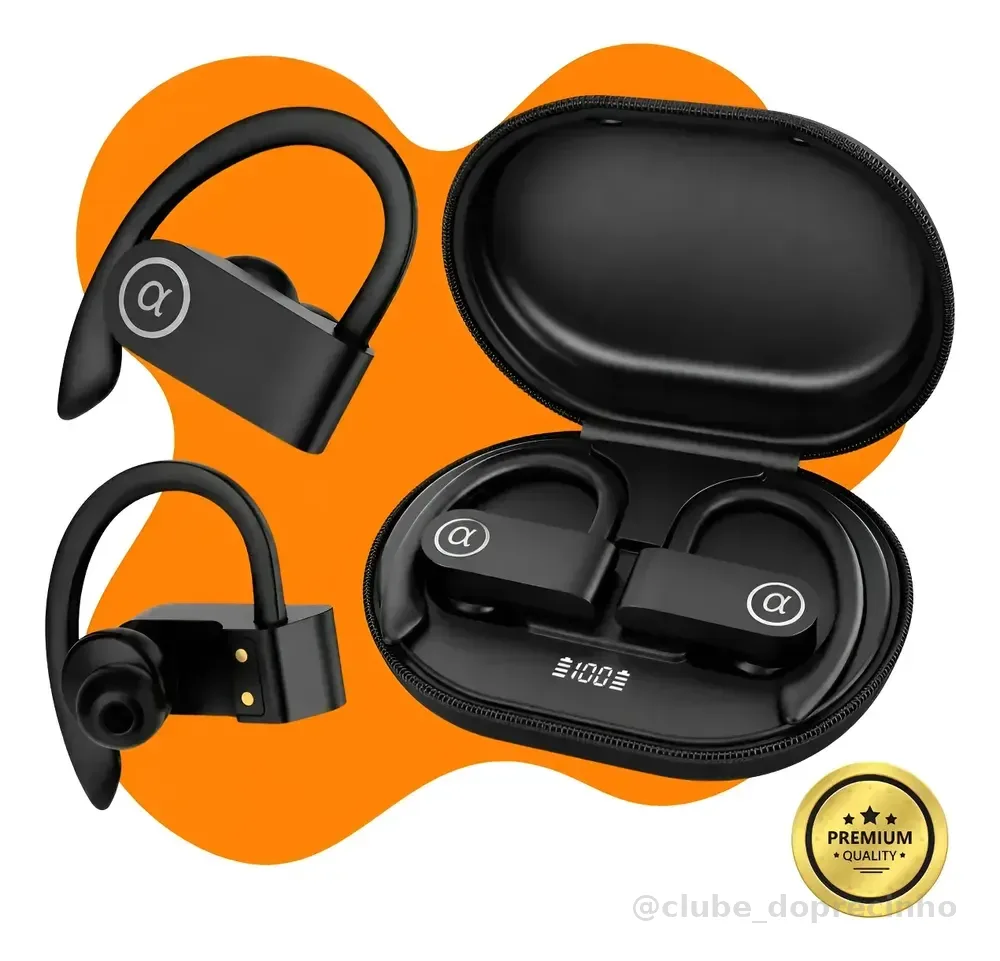 Fone De Ouvido Bluetooth Esportivo Sem Fio Corrida Treino Preto