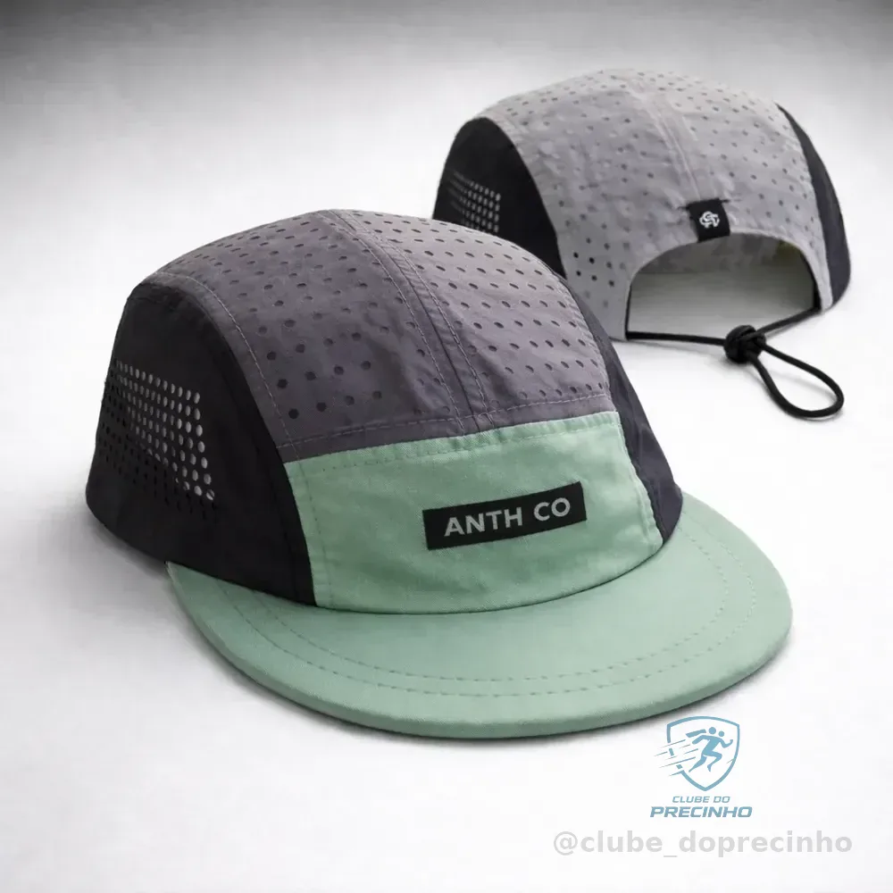 Boné Anth Co Aba Curta Cut Corrida Academia Treino Ultraleve Cinza/ Cinza Claro / Verde Água Un