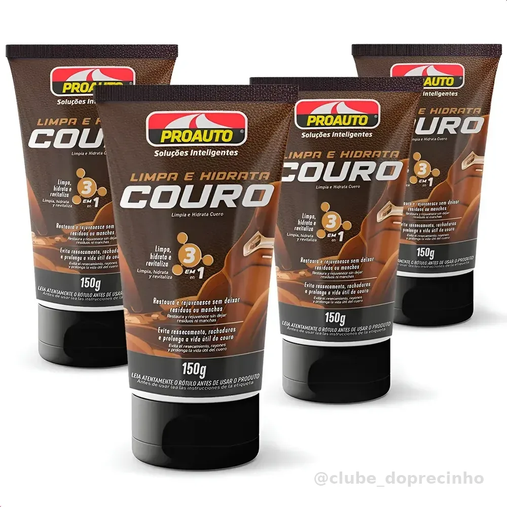 Kit 4 Limpa Couro Automotivo Proauto Hidrata Revitaliza 150g