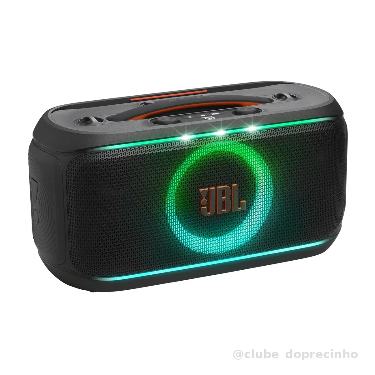 JBL PartyBox On-the-Go 2 - Altifalante portátil Bluetooth para festas com microfone sem fio, espetáculo de luz dinâmica, 15 horas de reprodução, classificação IPX4 à prova de salpicos, som