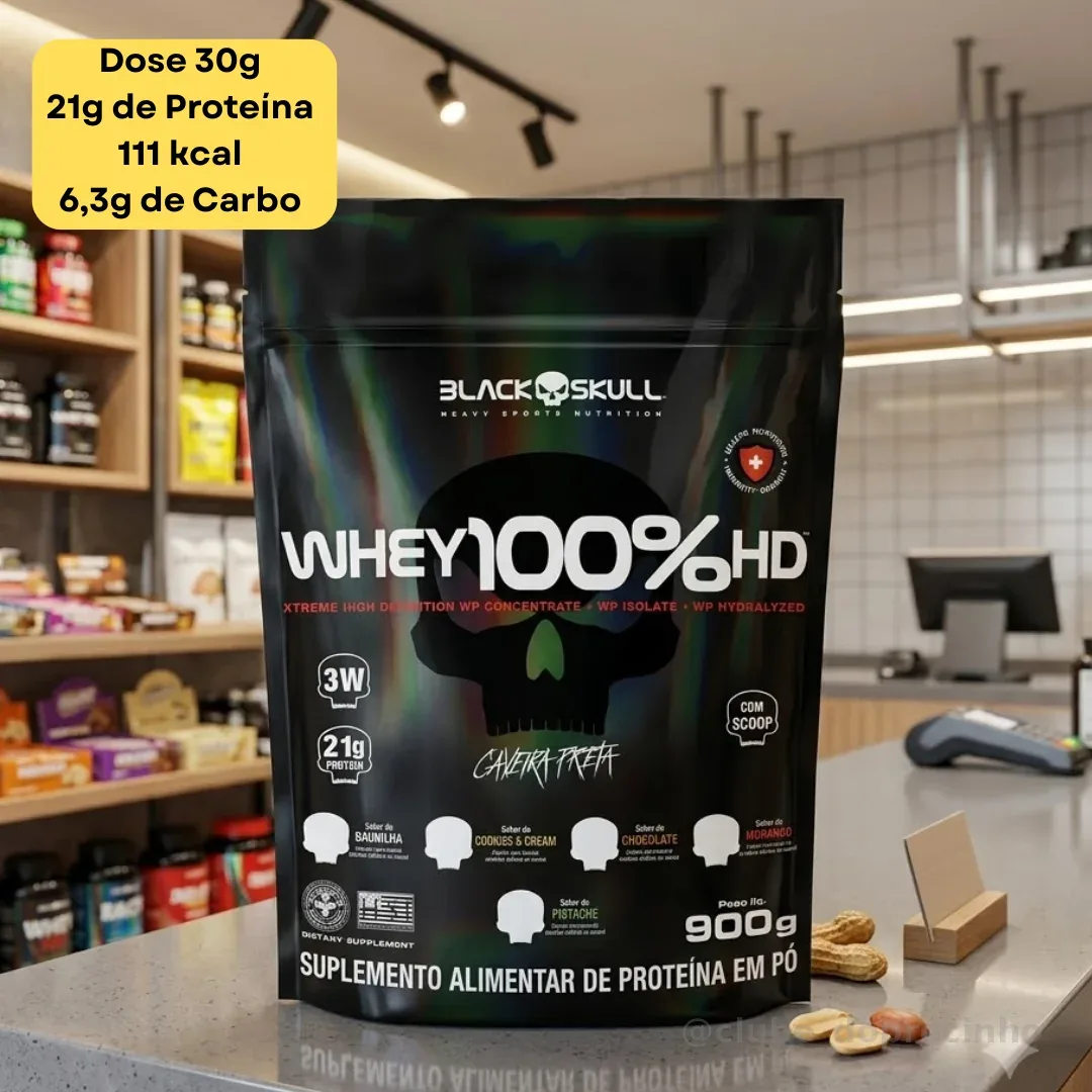 Whey 100% Hd Refil Black Skull - 900g (wpc, Wpi E Wph) Sabor Cookies & Cream