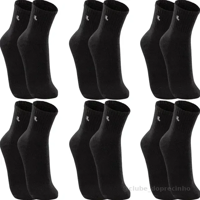 Kit 6 Pares Meias Lupo Cano Médio Esportivas Academia