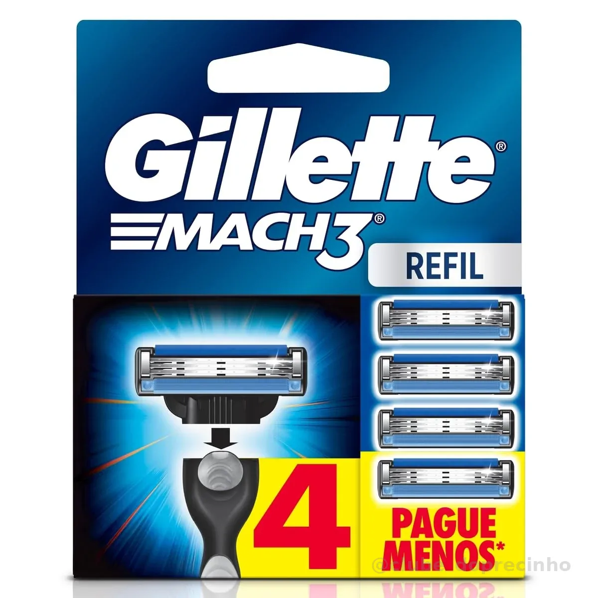 Gillette Mach3, Carga para Aparelho de Barbear com 3 Lâminas 4 Unidades