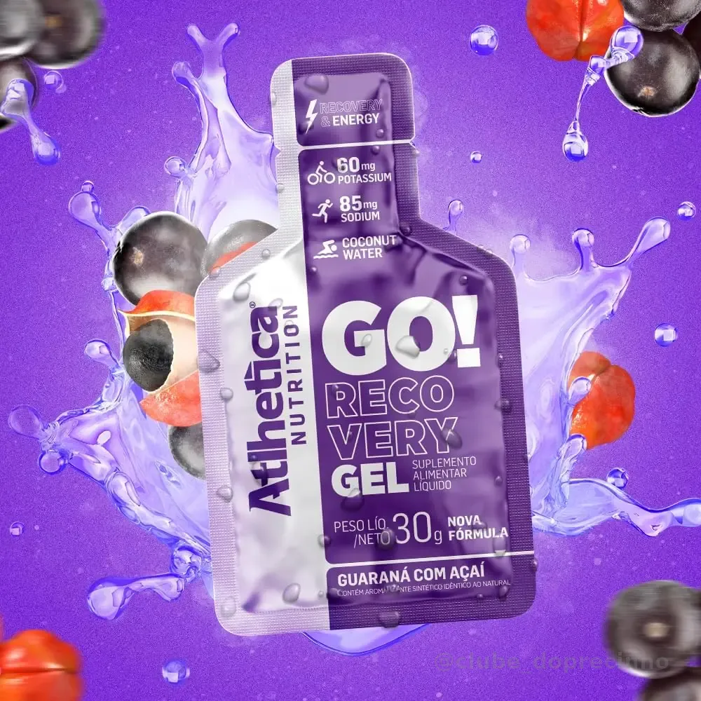 Go Energy Gel (10 Sachês) - Sabor Guaraná e Açai, Atlhetica Nutrition, Roxo