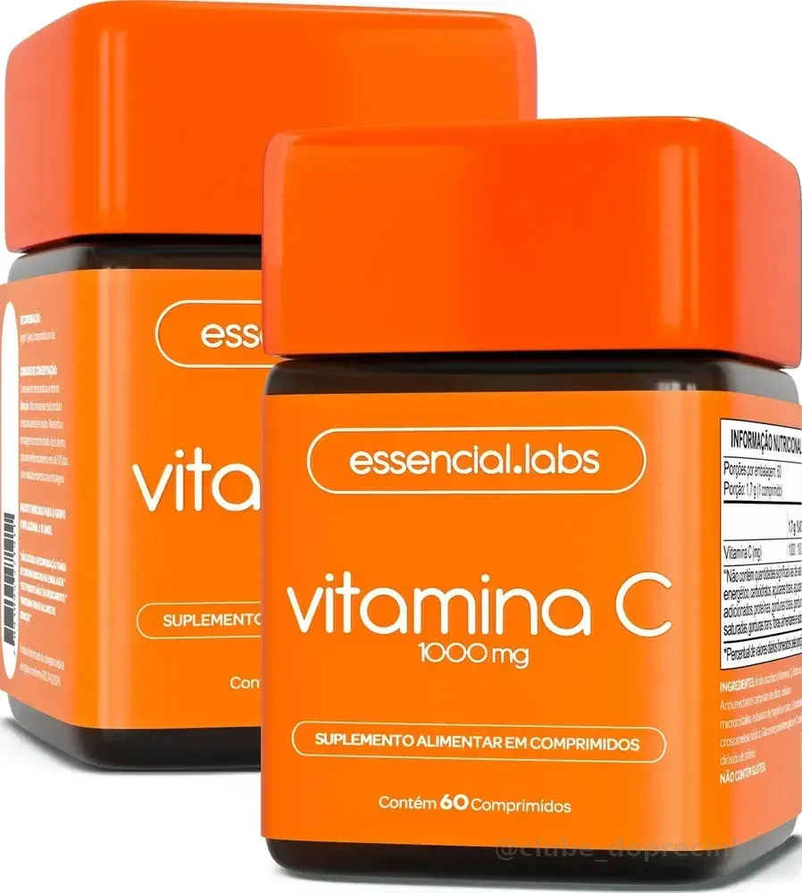 02 POTES da VITAMINA C 1000mg - Fórmula Concentrada e 100% PURA - 120 Doses