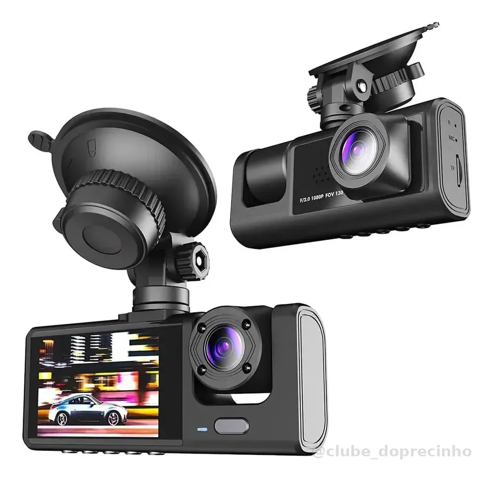 Câmera Veicular 2 Lentes Automotiva Dashcam Uber 99 1080p
