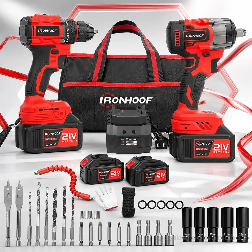 Kit Furadeira E Parafusadeira Chave De Impacto Brushless