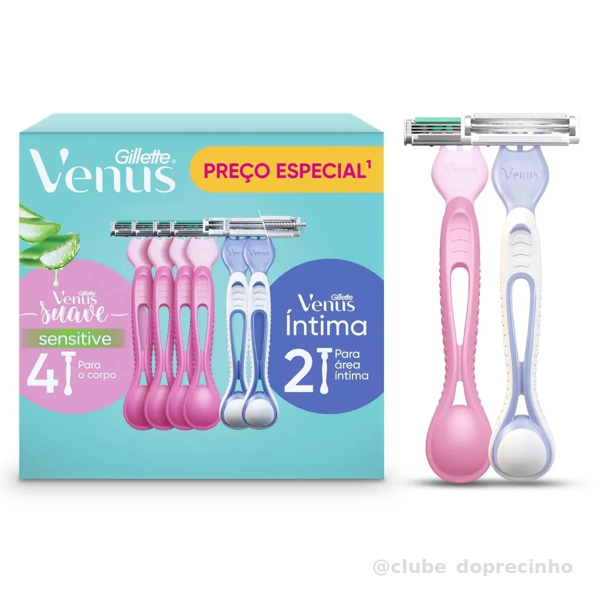 Kit Aparelho de Depilação Gillette Venus Suave 4Un + Venus Íntima 2Un