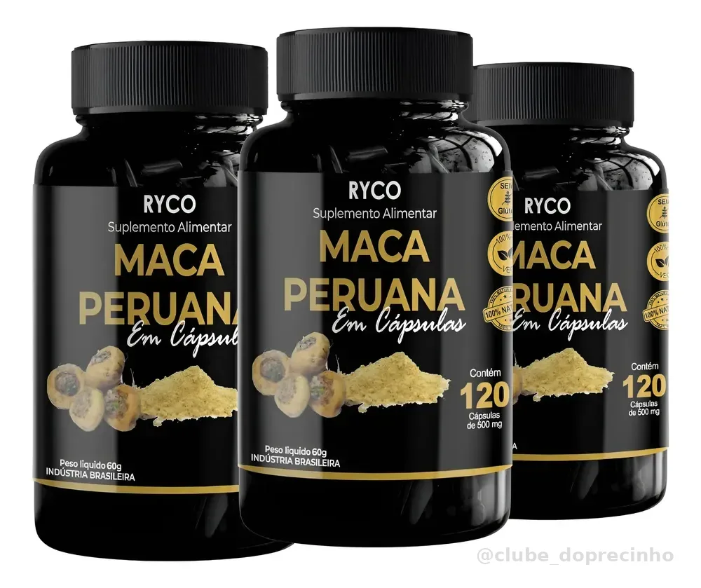 3x Maca Peruana 120 Cápsulas Original- Envio Já Sem Sabor Sem Sabor