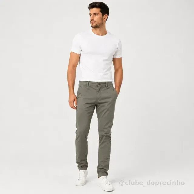 Calça Masculina Slim Ogochi Bolso Faca Estilo Social Casual