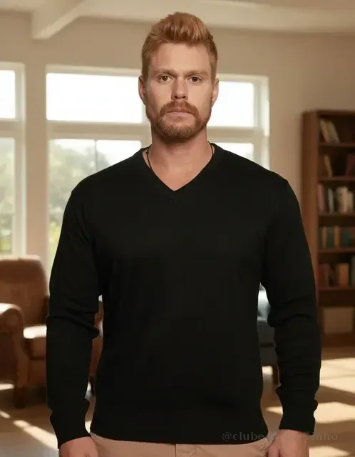 Suéter Masculino Inverno Blusa Gola V Social Casual Tricot