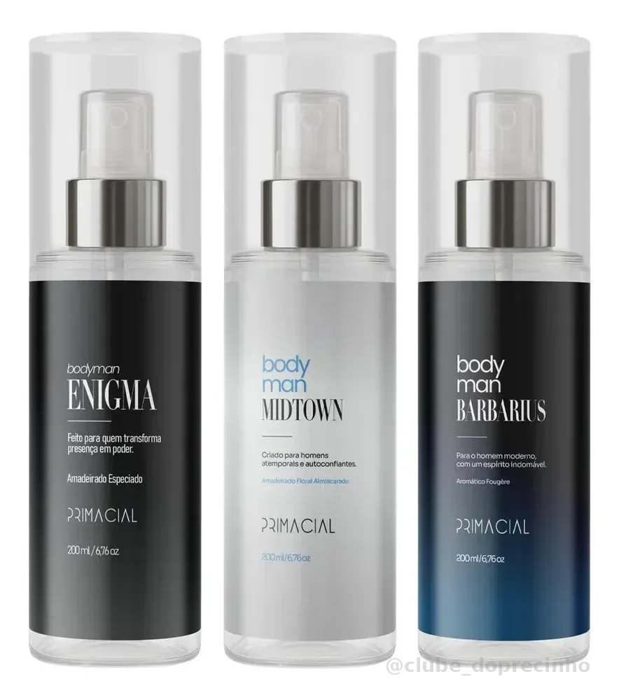 Kit Body Splash Masculino Barbarius + Enigma + Midtown 200ml