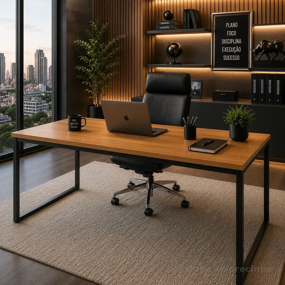 Mesa Escritório Industrial 150cm Home Office Corporativo Madeira