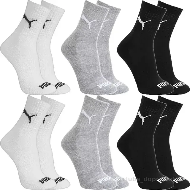 Kit 6 Pares Meias Puma Cano Médio Alto Atoalhada Original