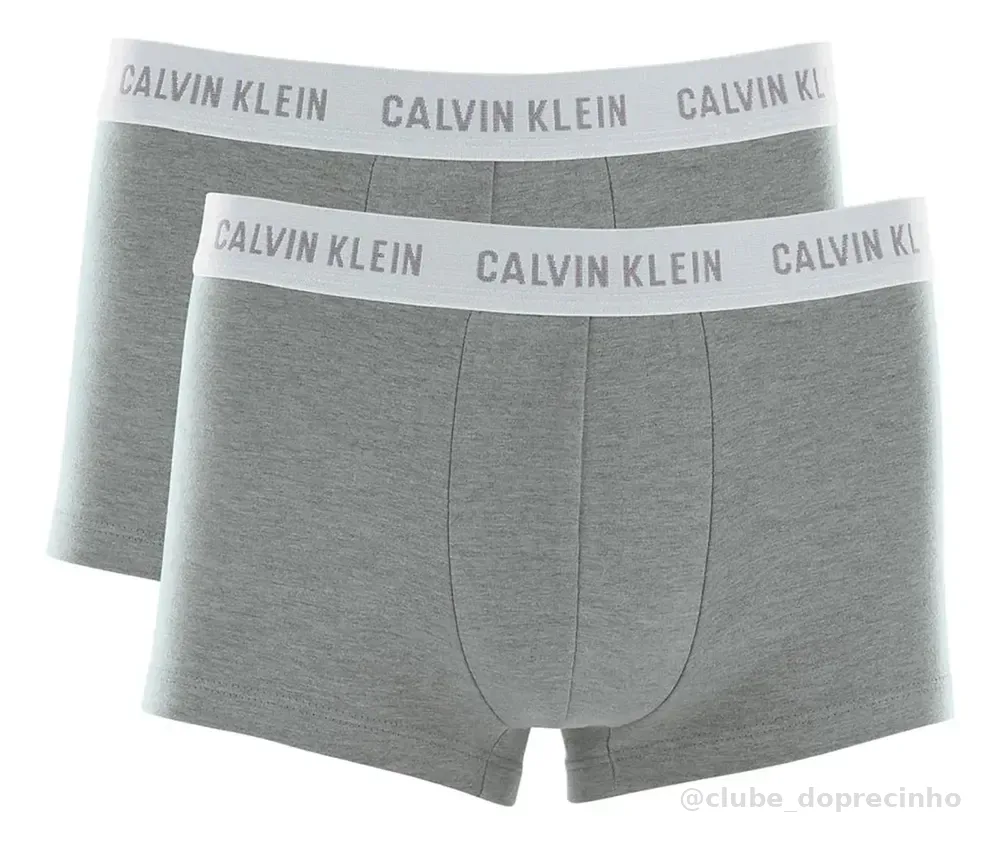 Kit 2 Cuecas Boxer Algodão Cotton Confortável Calvin Klein Cinza Liso M