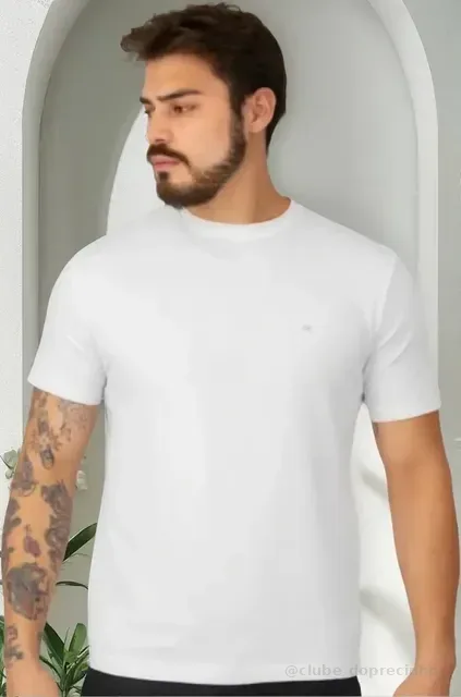 Camiseta Calvin Klein Meia Malha Basica Upper Ck Branca