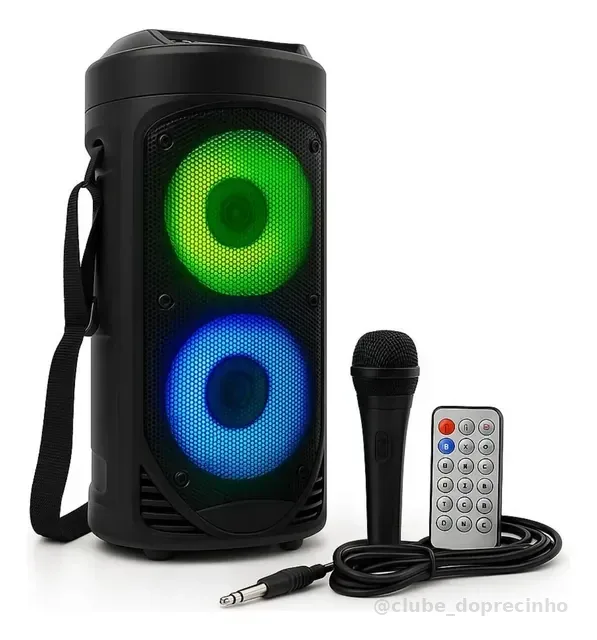 Caixa De Som Potente Bluetooth Portátil Grande Alta Microfon