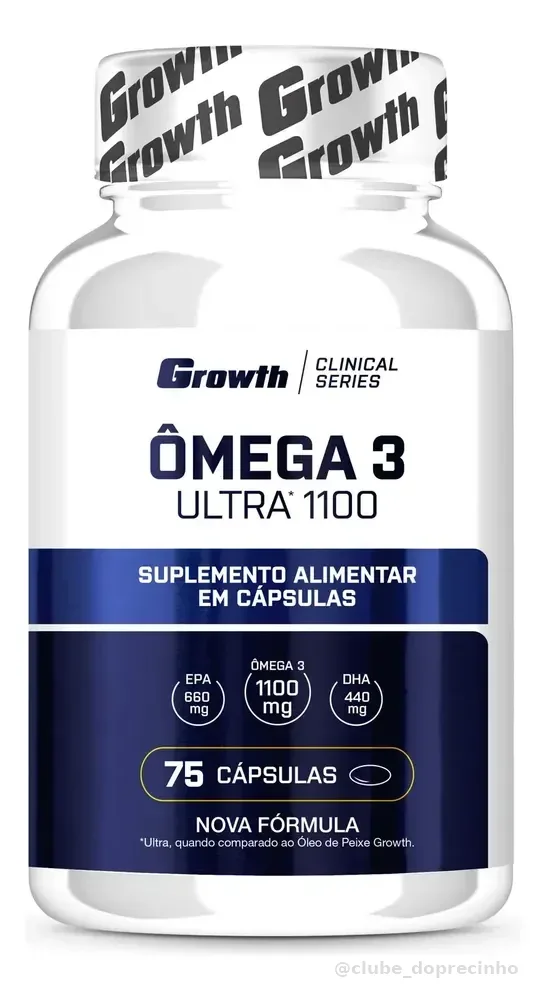 Ômega 3 Ultra 1100 Óleo De Peixe 75 Softgel Growth Sem Sabor