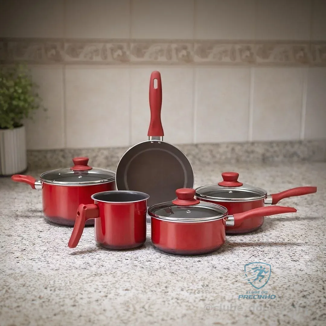 Conjunto De Panelas Ceramic Life Easy Brinox Vermelho 5 Pçs