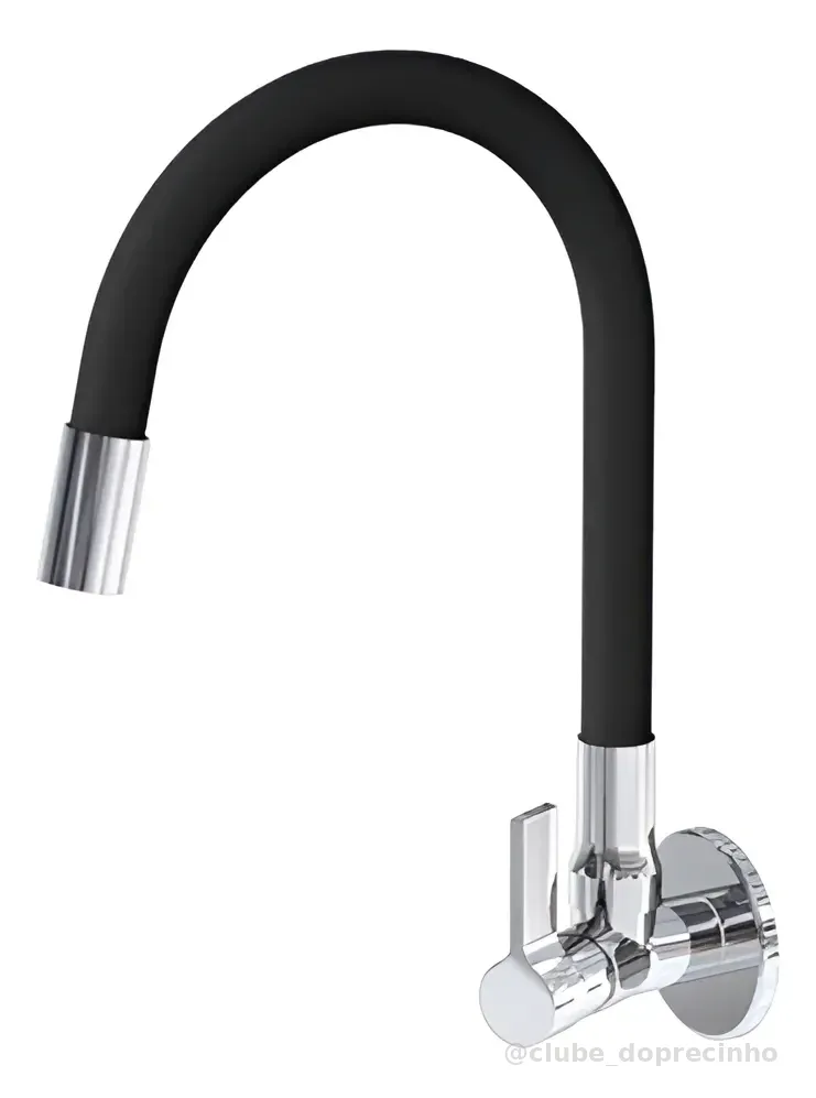 Torneira De Cozinha Gourmet Parede Flexível Preta 1/4 Volta Preto Fosco