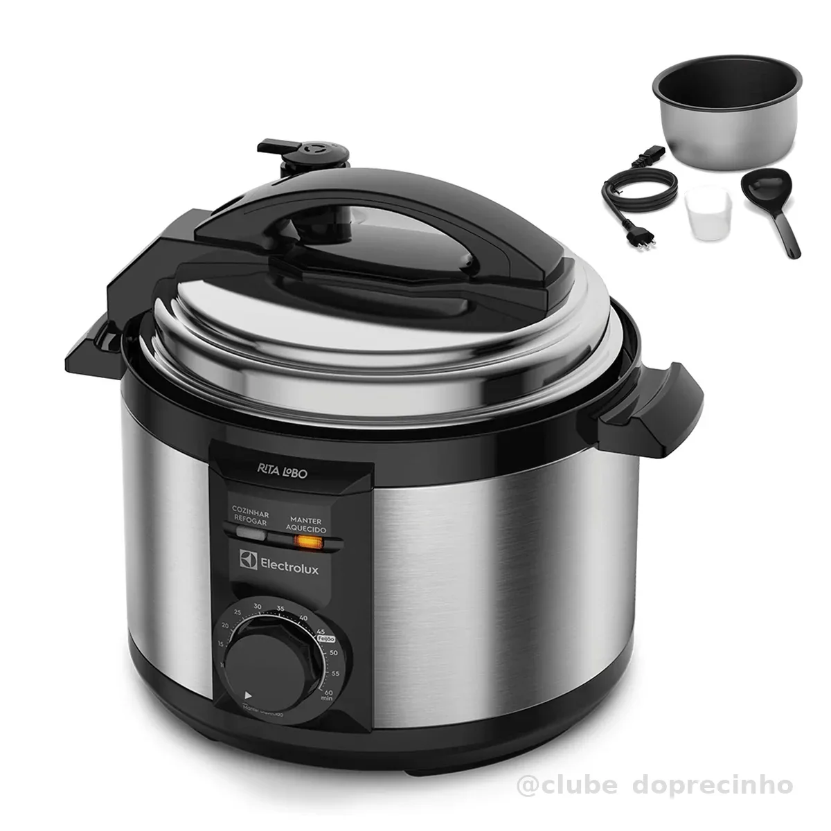 Electrolux Panela pressão elétrica capacidade 3L silenciosa segura 9 travas segurança timer feijão manter aquecido alça antitermica PCE15 inox 220v por Rita Lobo