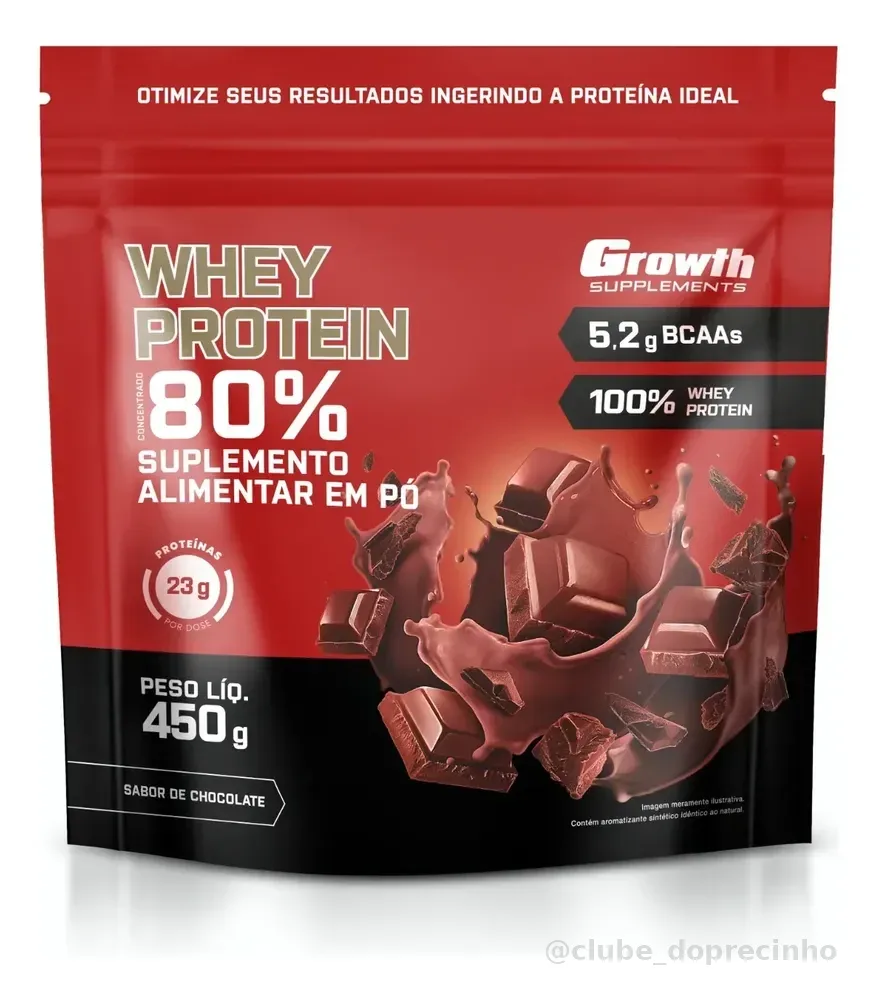 Whey Protein Concentrado 450g Growth Supplements Chocolate