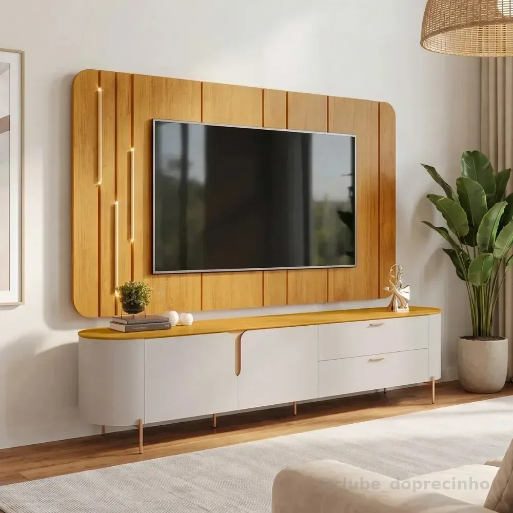 Rack Para Sala com Painel Para TV 75 Pol Dion Bali Cedro Lyam Decor