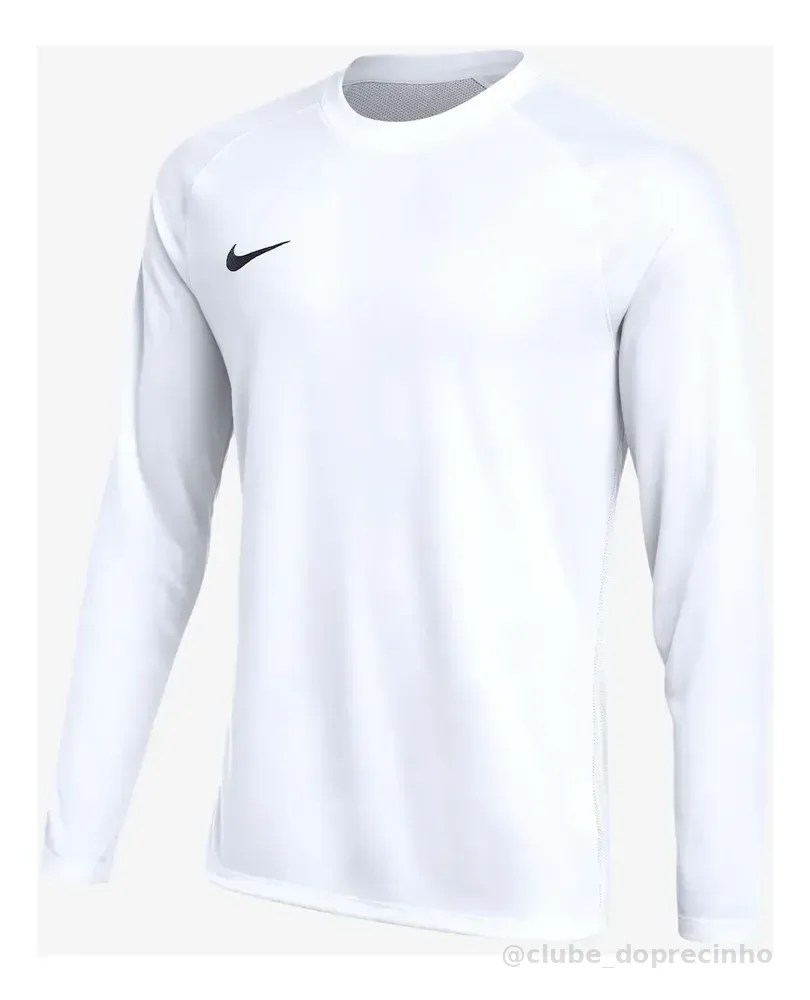 Camisa Dri-fit Nike Manga Longa Park Viii Masculina Branco/preto P