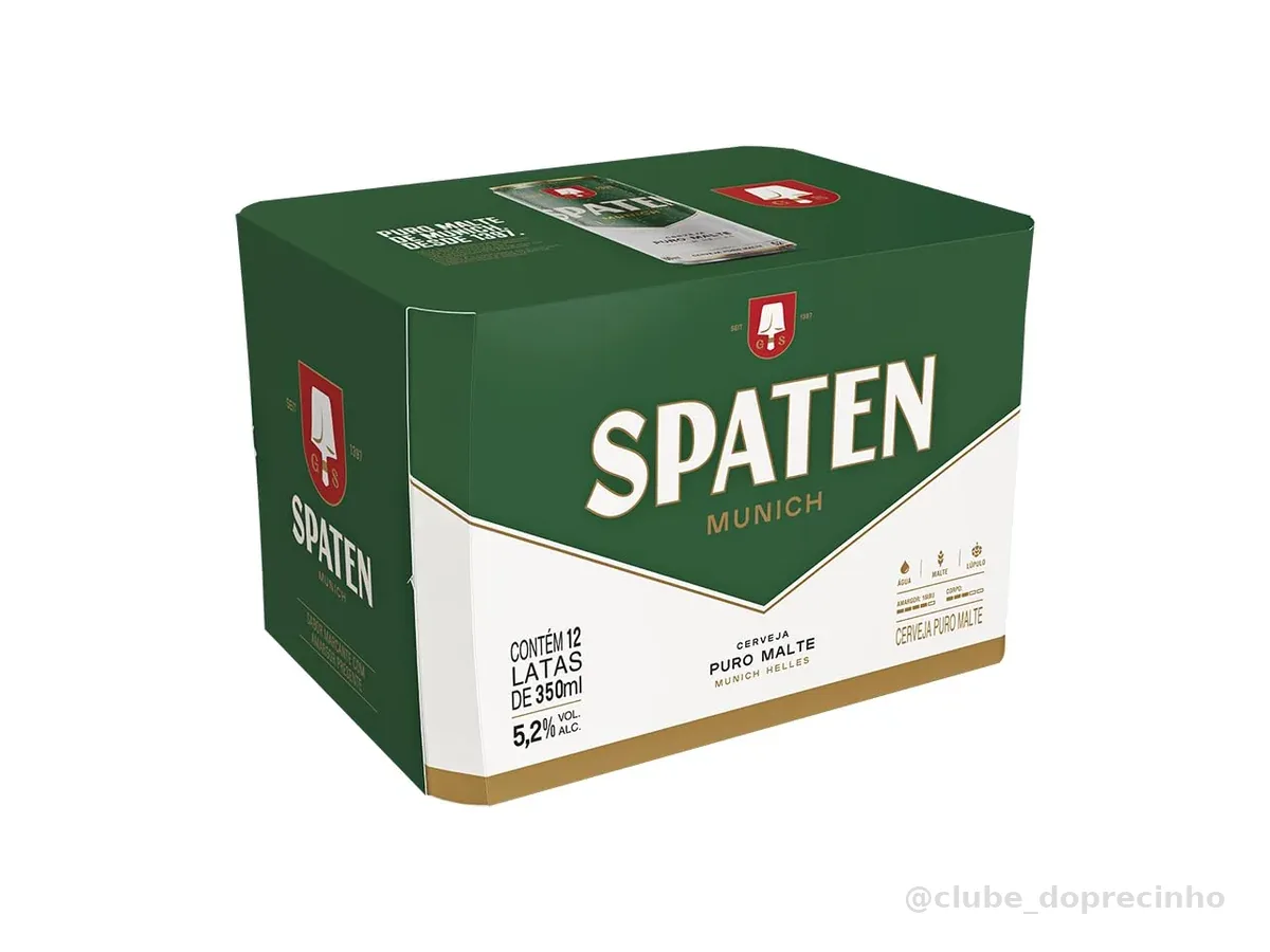 Pack Cerveja Spaten, Puro Malte, 350ml, Lata - 12 Unidades