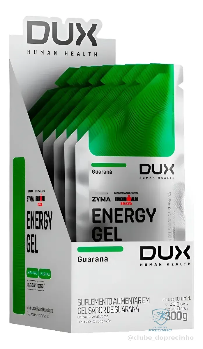 Energy Gel Sem Cafeína Cx 10 Un - Dux 18/05/2026 - Sabor Neutro e Guaraná