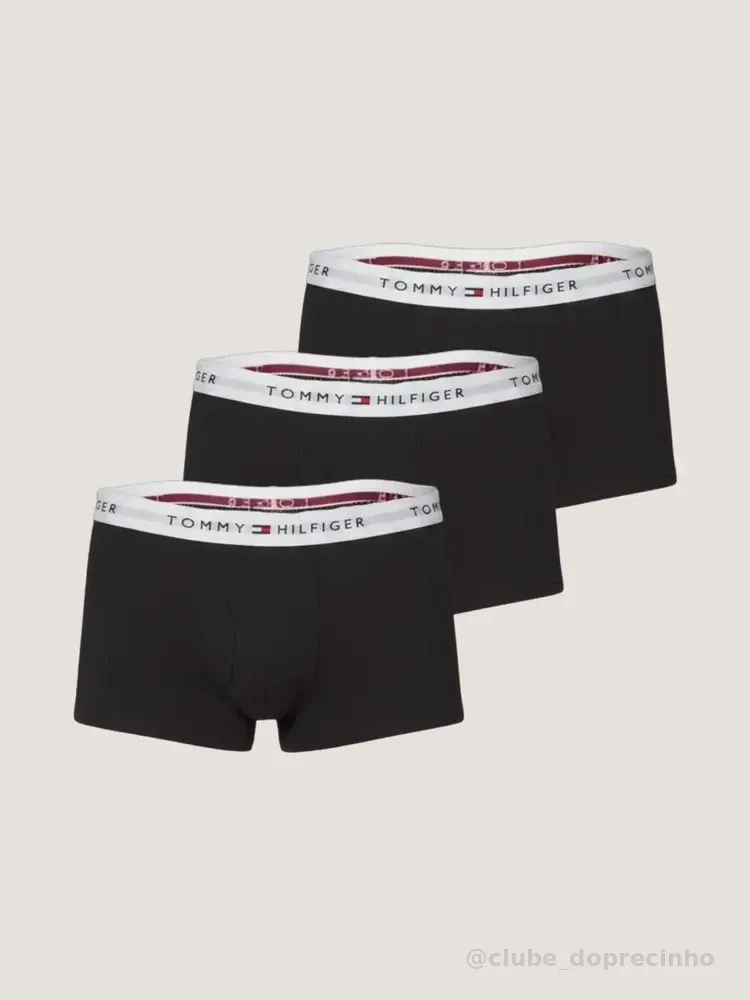 Cueca Tommy Hilfiger Masculino Kit 3 Unidades Black Liso Gg