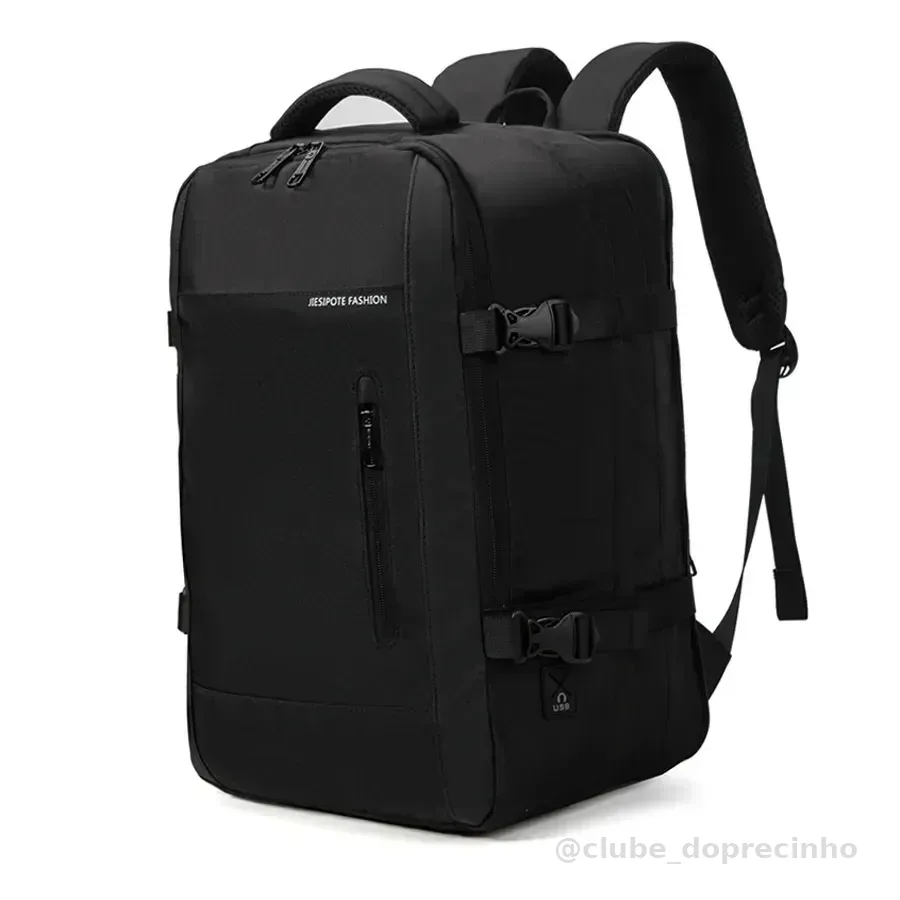 Mochila masculina, impermeável, reforçada, com capacidade ampliada de 30-42L, adequada para portátil, viagens diárias, cor preta