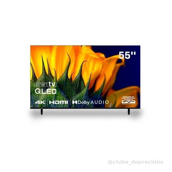 Smart TV HQ QLED 55 Polegadas HQ-QLED55SM 4K Wi-Fi Bluetooth, Apps, Netflix, YouTube e Prime Vídeo