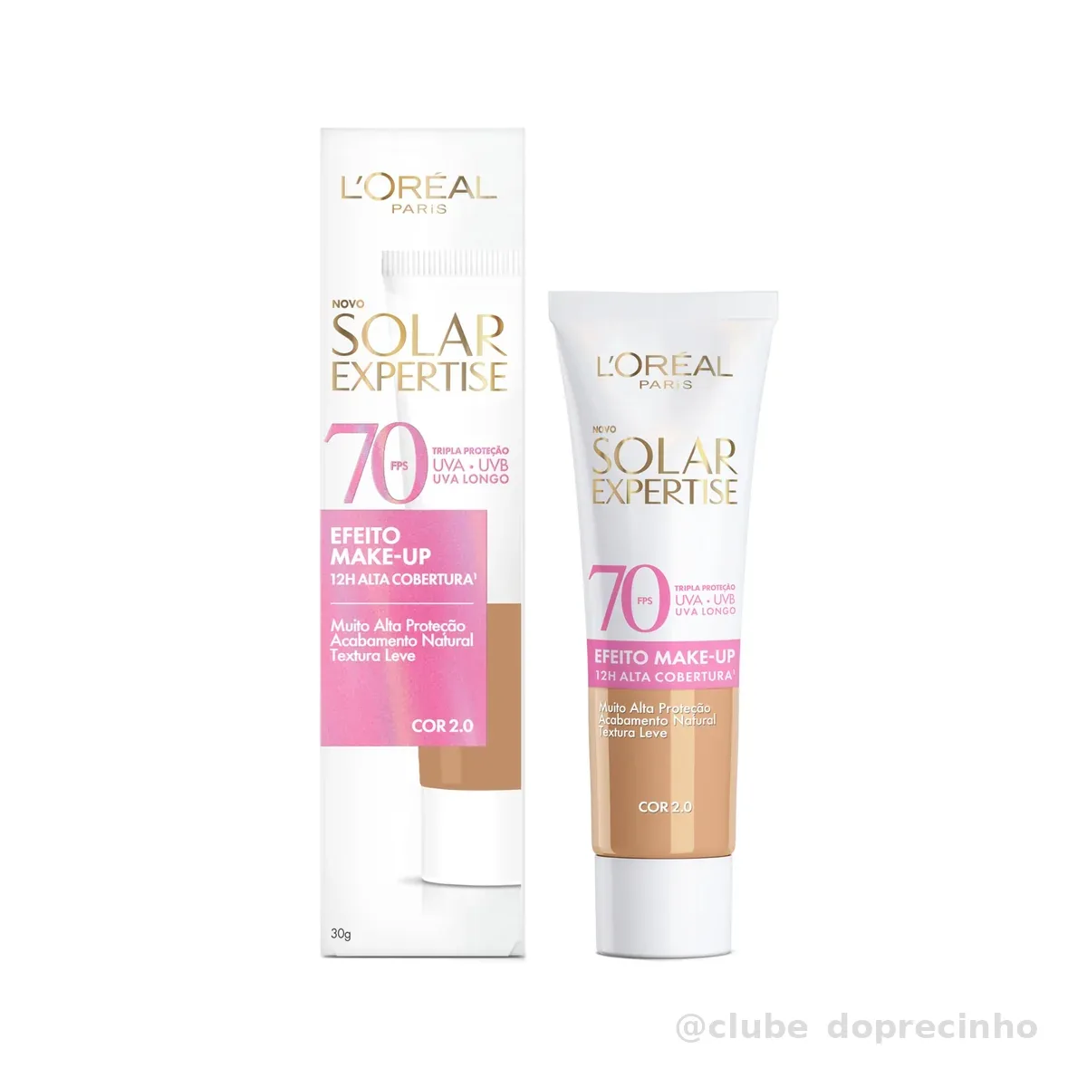 Protetor Solar Facial com Cor FPS 70 Alta Cobertura - L'Oréal Paris Solar Expertise Efeito Make Up - Cor 2.0 30g | Efeito Makeup 2.0