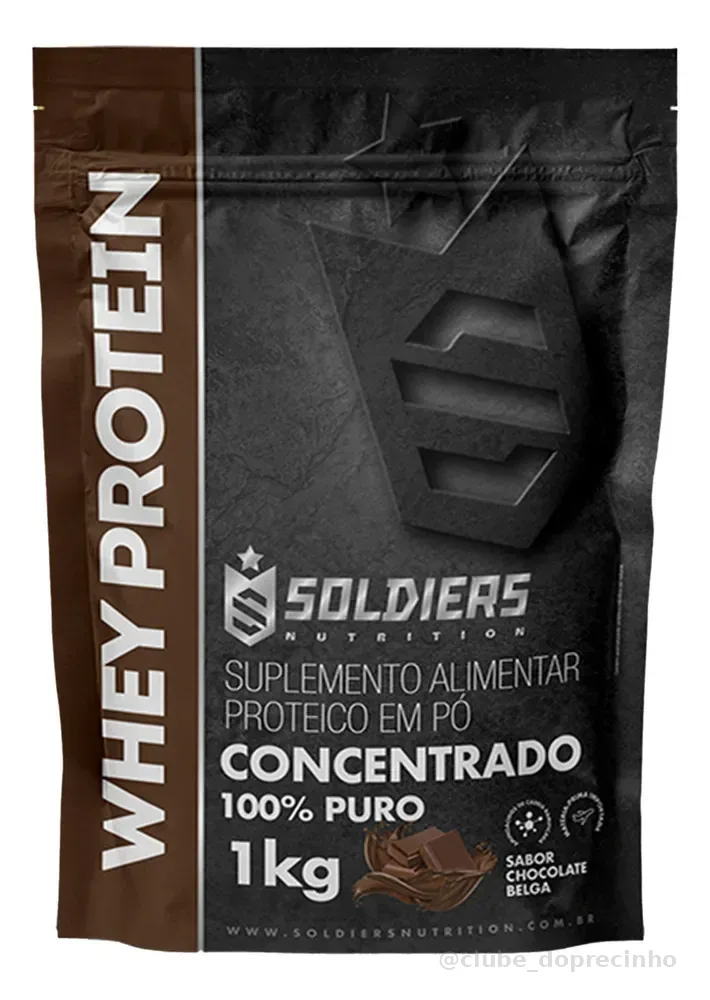 Whey Protein Concentrado 1kg Sabor Chocolate Belga Soldiers Nutrition Rico em Proteína Treino