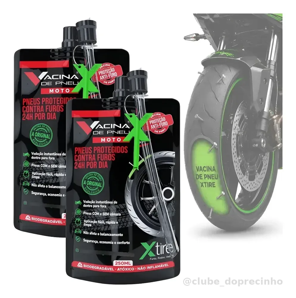 Kit 2 Vacina De Pneu Moto Xtire Selante Preventivo Veda Furo
