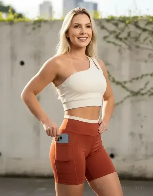 Conjunto Fitness Bicolor Compressão Bolsos Academia