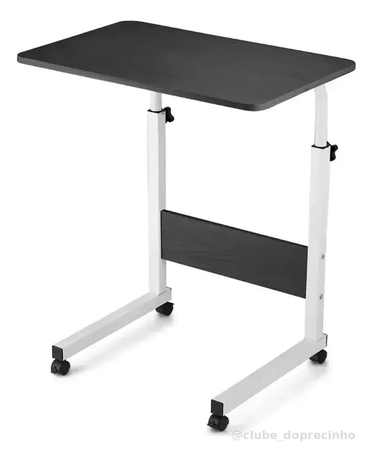 Mesa Lateral Ergonômica Multiuso Com Altura Regulavel E Rodinhas Mesinha Notebook Laptop Cama Sofá Ajustavel Cor preto Luvinco