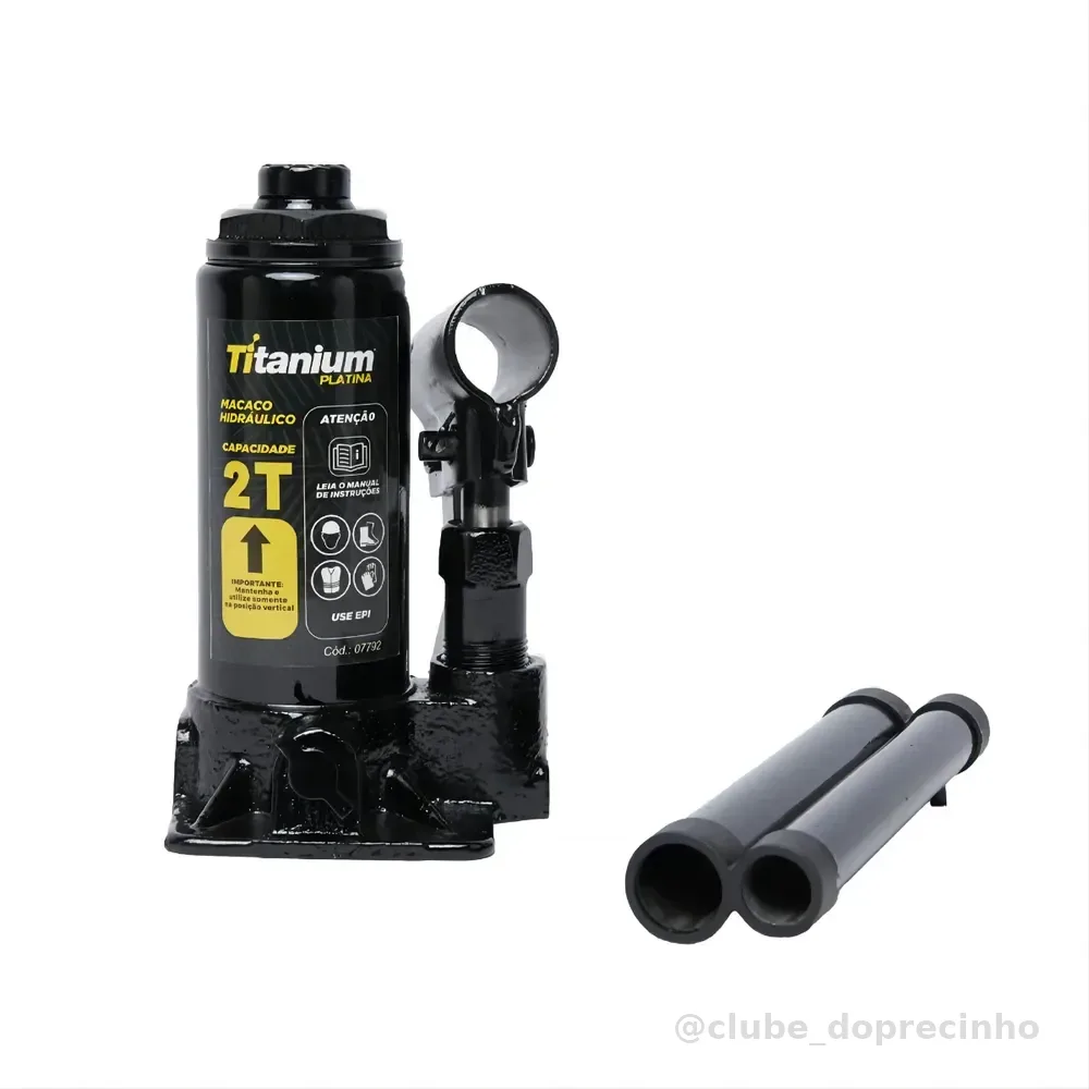 Macaco Hidraulico Portátil Tipo Garrafa 02 Toneladas - Titanium Platina
