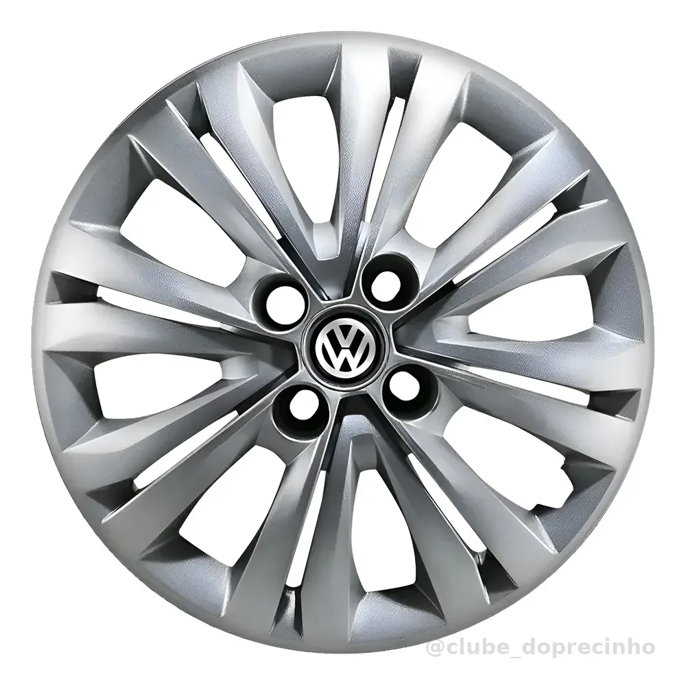 Jogo De Calotas Vw Aro 14 Gol Saveiro Voyage Com Emblema Prata