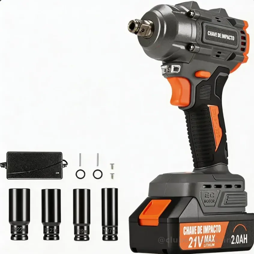 Chave De Impacto A Bateria 21v 1/2  Bivolt Com Acessórios Amarelo