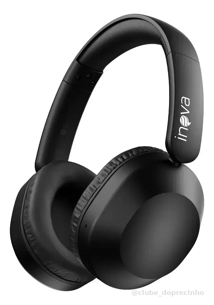 Fone De Ouvido Headphone Bluetooth 6.0 Sem Fio Premium Potente Super Bass Compatível, bateria de 50 Horas Para iPhone Samsung Xiaomi Redmi Lenovo Motorola Esportivo Caminhada Academia Cor Preto Inova