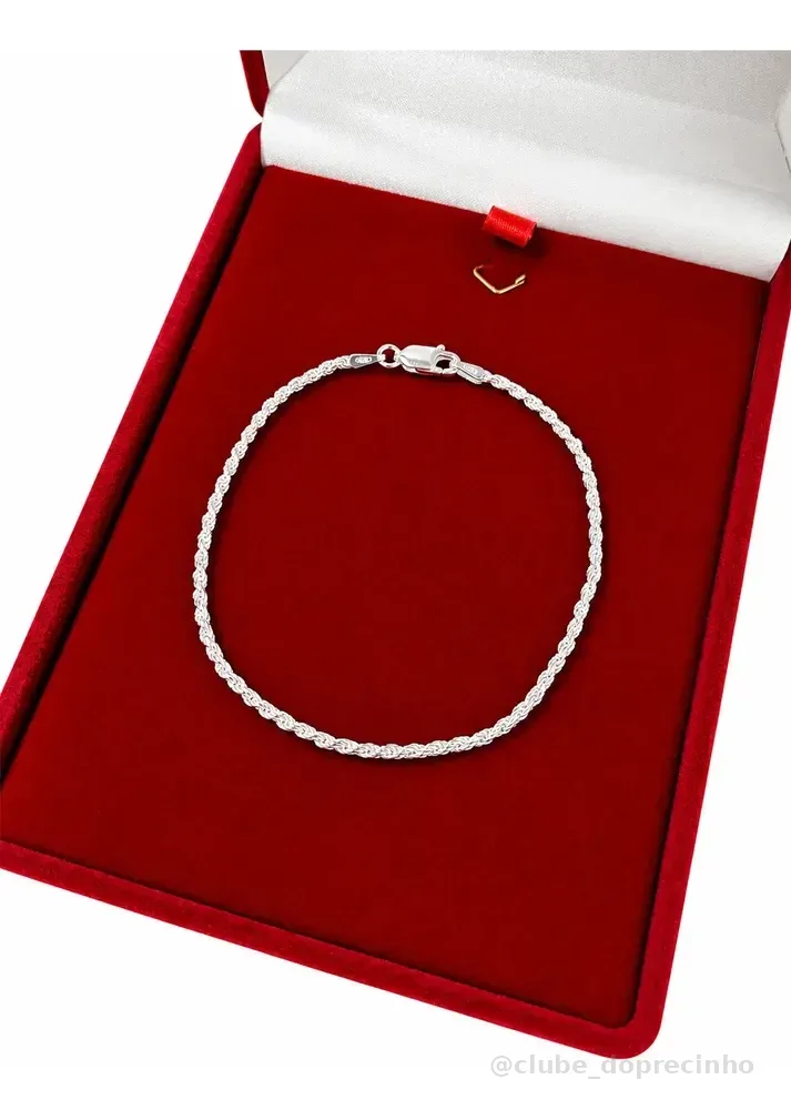 Pulseira De Prata 925 Legítima Cordão Baiano 18cm Prata Legítima 0.2 Cm 18 Cm