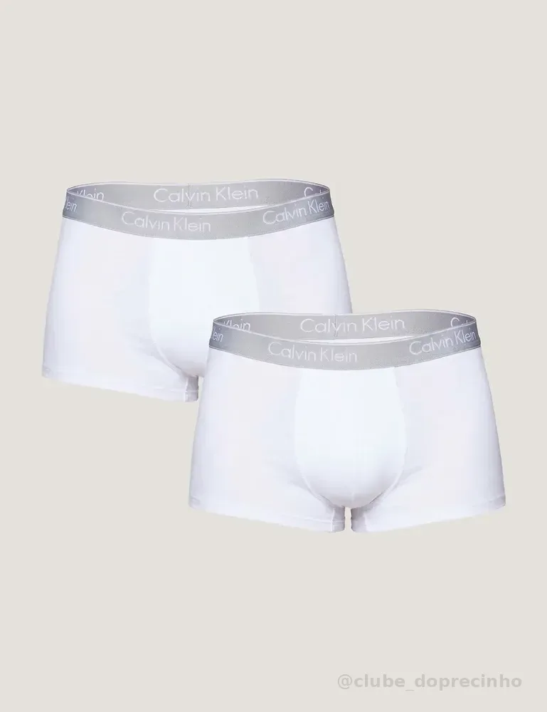 Kit 2 Cuecas Boxer Masculinas Elástico Calvin Klein Branco M